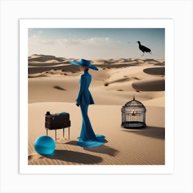 Blue Bird In The Desert 1 Art Print