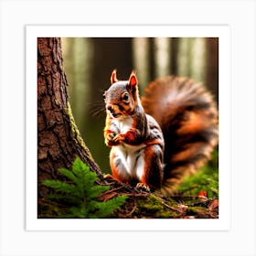 Squirrel In The Forest 12 Art Print