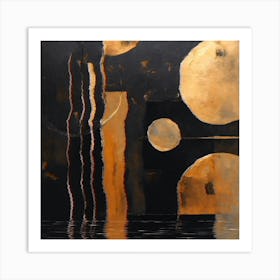 Abstract Painting Black And Gold Wall Art 2 Art Print