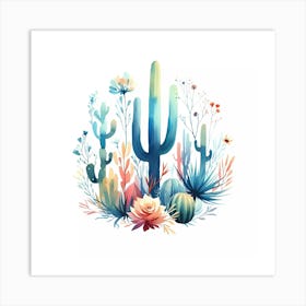 Watercolor Cactus 1 Art Print