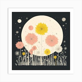 Space Flowers Universe Galaxy Art Print