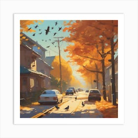 Autumn Street 1 Art Print