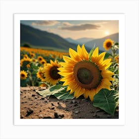 Sunflowers In The Field 1 Art Print