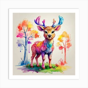 Watercolor Deer 3 Art Print