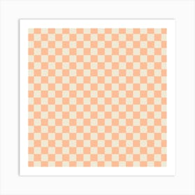 Peach Fuzz Checkered Background Art Print