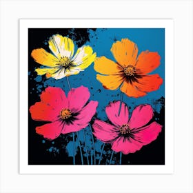Andy Warhol Style Pop Art Flowers Cosmos 1 Square Art Print