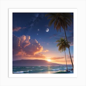 Sunset At The Beach 1 Art Print