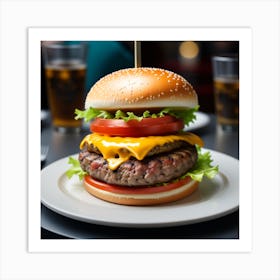 Hamburger In A Restaurant 6 Art Print