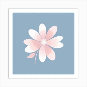 A White And Pink Flower In Minimalist Style Square Composition 475 Art Print