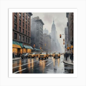 Rush Hour in New York City Taxis Art Print