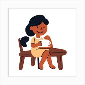 Girl With A Cup Of Coffee Art Print