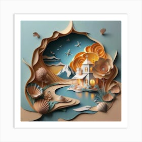 Nice Landscape In Paper Art Work 4 Art Print