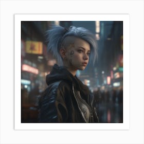 Cyber Girl looking over the city Art Print