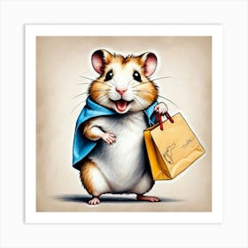 Hamster With Shopping Bag Art Print