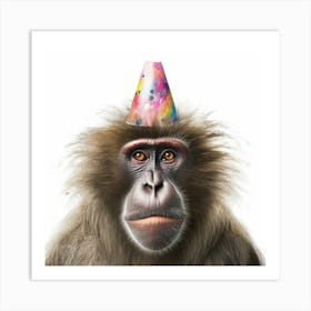 Monkey In A Party Hat 1 Art Print