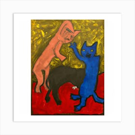 Cat Fight 4 Art Print