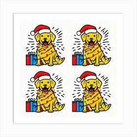 Golden Retriever Santa 1 Art Print