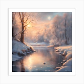Winter Landscape Painting Art Print