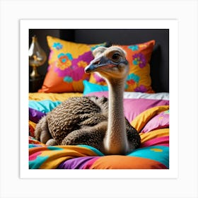 Ostrich On Bed Art Print