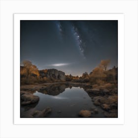 Night Sky Over A River 1 Art Print