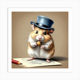 Hamster In Top Hat 15 Art Print