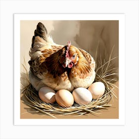 Chicken In The Nest Art Print