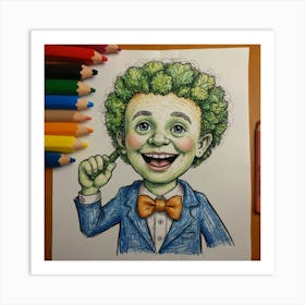 Kid With Green Hair Art Print