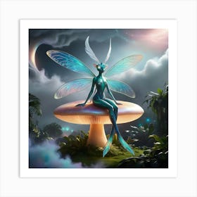 A Majestic Iridescent Mystical Creature On Alien Planet Art Print