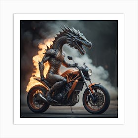 Dragon On Motorcycle 01 Art Print