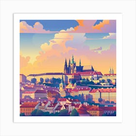 A Prague Castle In Prague Vector Design Illustra 1720028526 3 Art Print