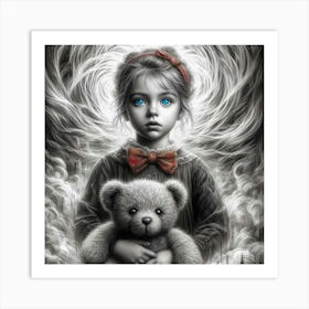 Little Girl With Teddy Bear 2 Art Print