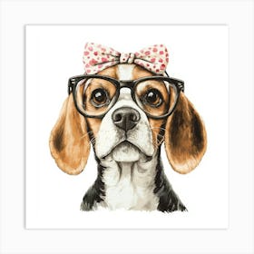 Beagle With Glasses Art Print