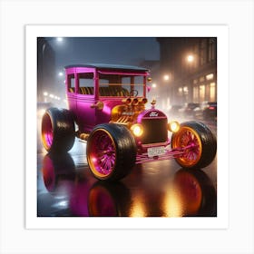 Pink Ford Model T Art Print