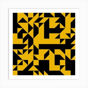 Black And Yellow Squares Art Print