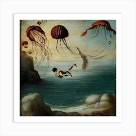 Amber Flying Jelly 6 Art Print