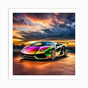 Rainbow Lamborghini 4 Art Print