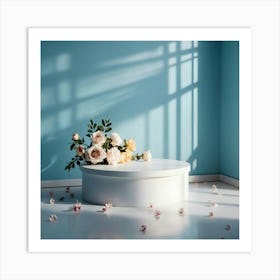 White Vase With Flowers Art Print