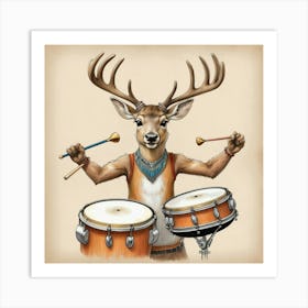 Deer Drumming 1 Art Print