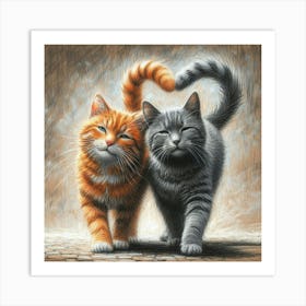 Two Cats In Love 3 Art Print