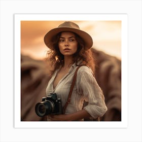 Portrait Of A Woman With A Camera 1 Art Print