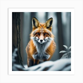 Red Fox In The Snow 1 Art Print