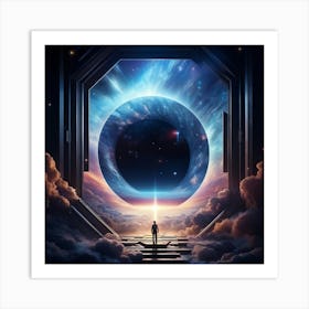 Surreal Visualization Of A Geometric Portal Like A Window Into A Dreamy Abstract Sky Filled With Sw Art Print