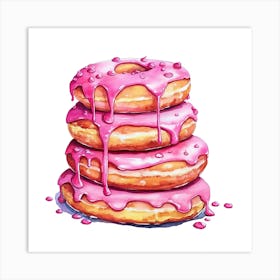 Stack Of Strawberry Donuts Art Print