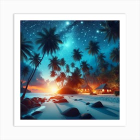 Tropical paradise night Art Print