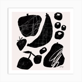 Abstract Fruit White Square Art Print