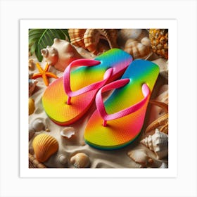 Colorful Flip Flops Art Print