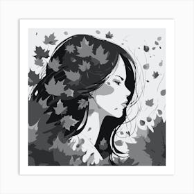 Autumn girl gray Art Print