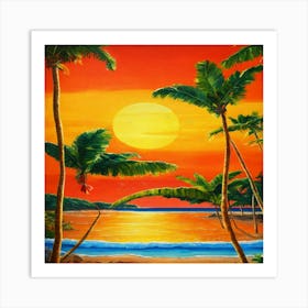 Sunset At The Beach Art Print