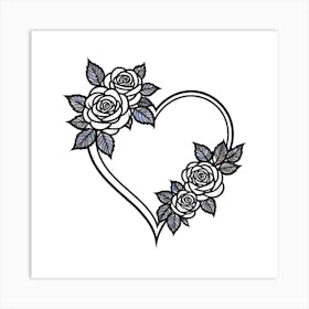 Roses In A Heart Art Print