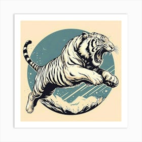 Tiger Jumping Art Print